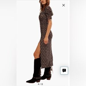 Free People Black and White Sheath Midi Dress with Slit